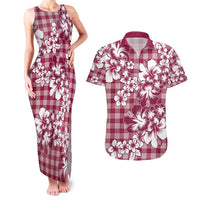 Hibiscus Pakala Royal Magenta Couples Matching Tank Maxi Dress and Hawaiian Shirt Tropical Floral Stylized - Polynesian Pride