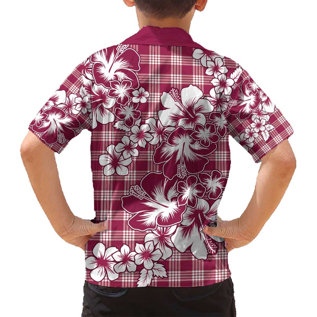 Hibiscus Pakala Royal Magenta Family Matching Off Shoulder Short Dress and Hawaiian Shirt Tropical Floral Stylized - Polynesian Pride
