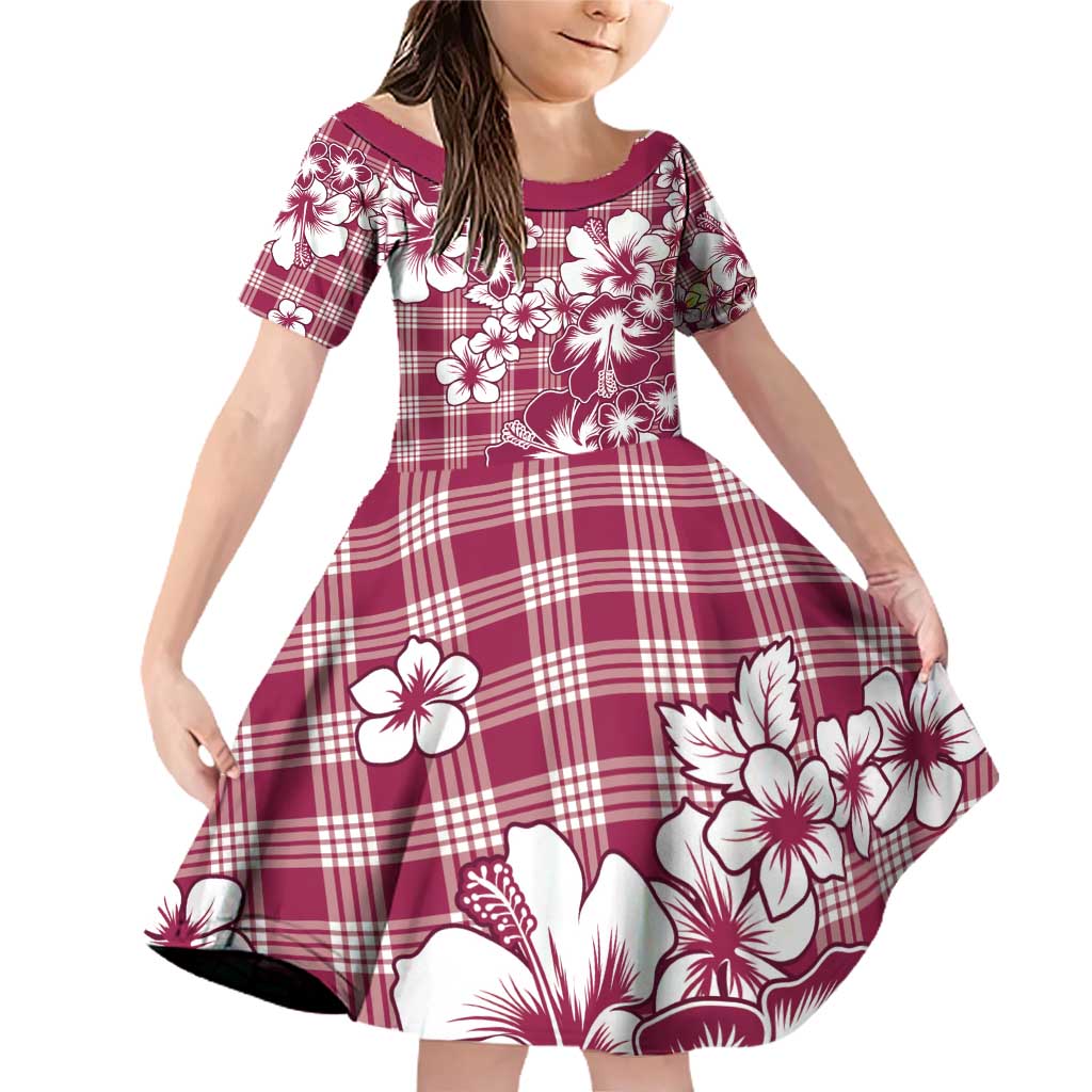 Hibiscus Pakala Royal Magenta Family Matching Off Shoulder Short Dress and Hawaiian Shirt Tropical Floral Stylized - Polynesian Pride