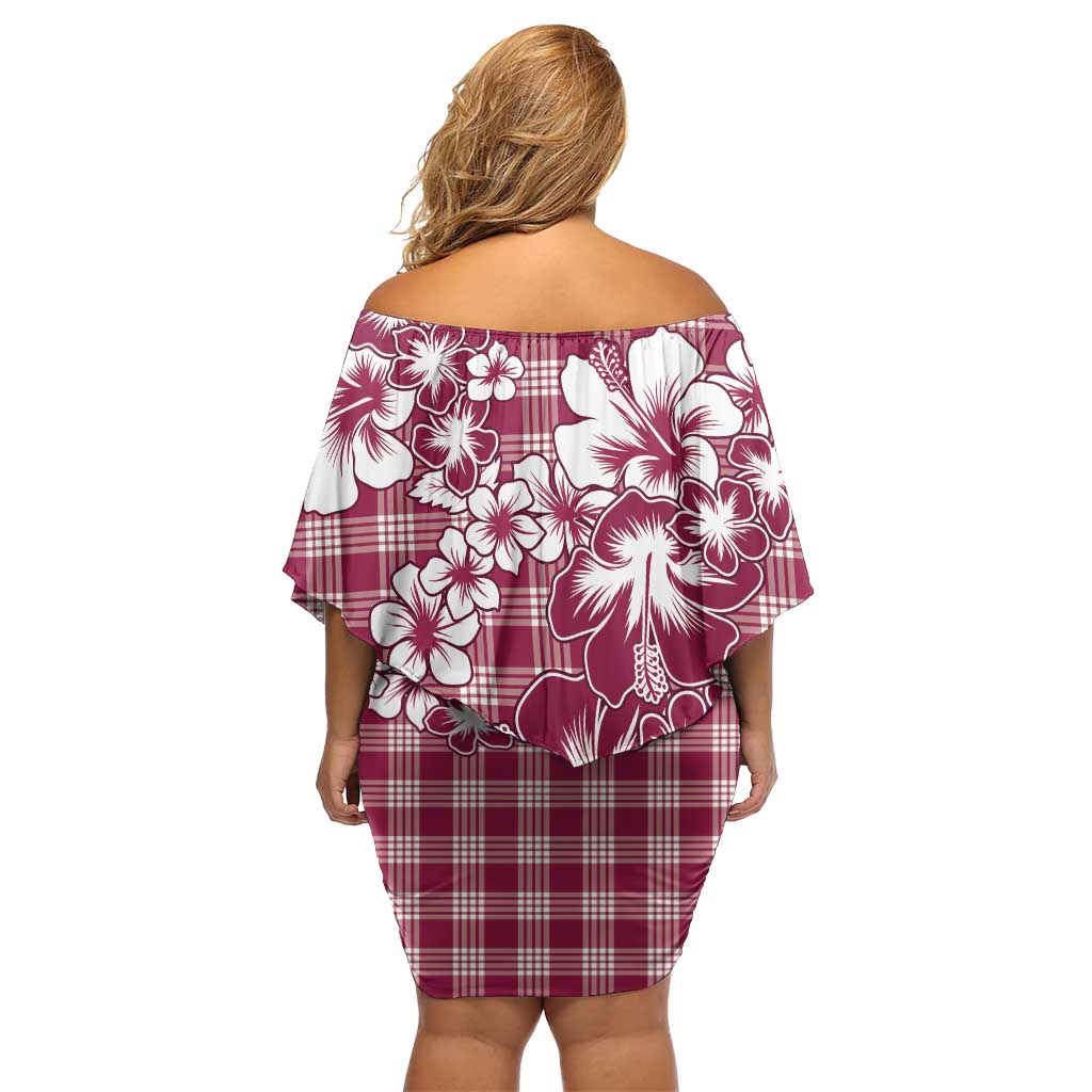 Hibiscus Pakala Royal Magenta Family Matching Off Shoulder Short Dress and Hawaiian Shirt Tropical Floral Stylized - Polynesian Pride