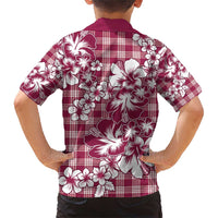 Hibiscus Pakala Royal Magenta Family Matching Short Sleeve Bodycon Dress and Hawaiian Shirt Tropical Floral Stylized - Polynesian Pride