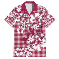 Hibiscus Pakala Royal Magenta Family Matching Short Sleeve Bodycon Dress and Hawaiian Shirt Tropical Floral Stylized - Polynesian Pride