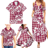 Hibiscus Pakala Royal Magenta Family Matching Summer Maxi Dress and Hawaiian Shirt Tropical Floral Stylized - Polynesian Pride