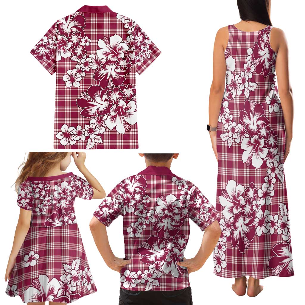 Hibiscus Pakala Royal Magenta Family Matching Tank Maxi Dress and Hawaiian Shirt Tropical Floral Stylized - Polynesian Pride