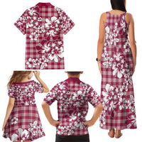 Hibiscus Pakala Royal Magenta Family Matching Tank Maxi Dress and Hawaiian Shirt Tropical Floral Stylized - Polynesian Pride