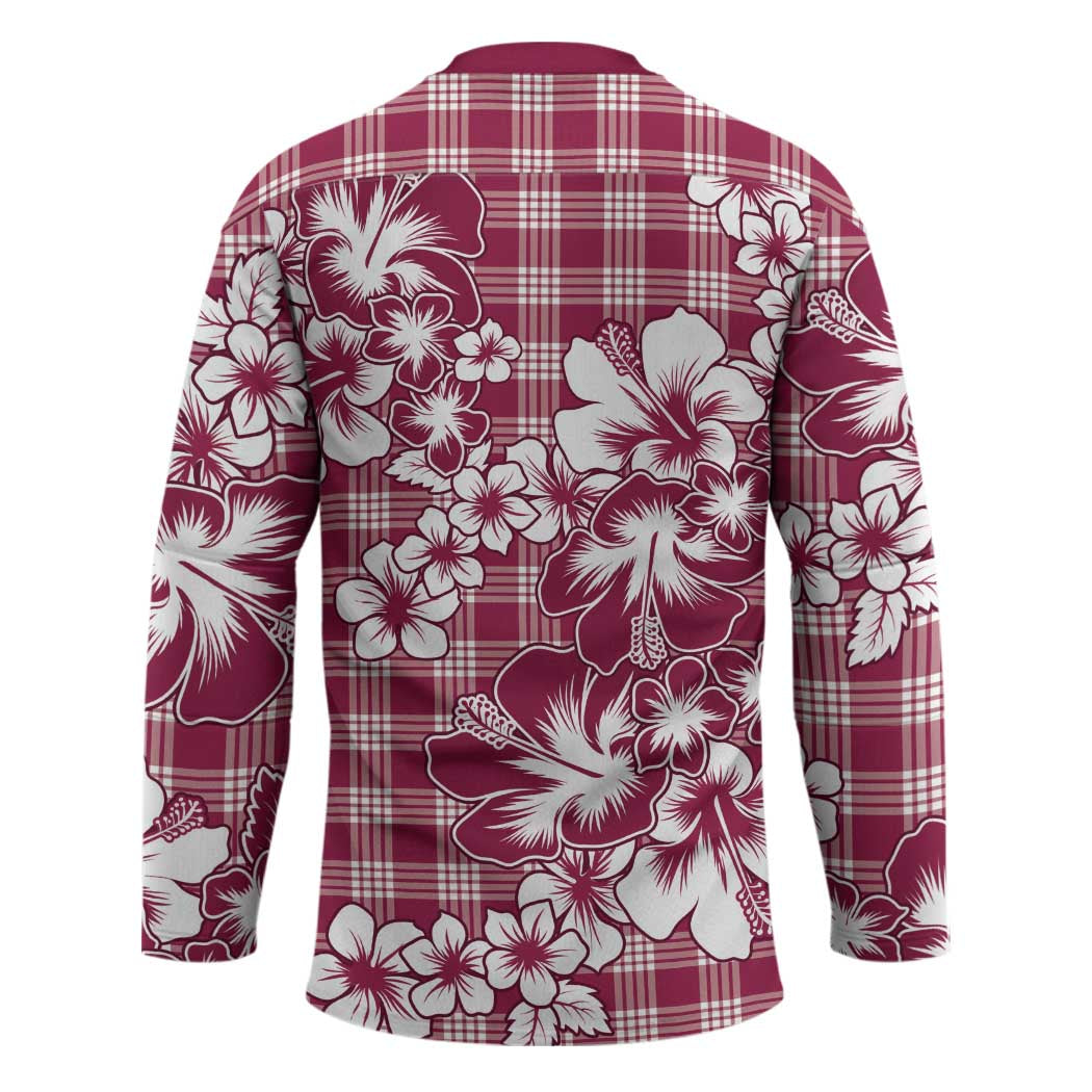 Hibiscus Pakala Royal Magenta Hockey Jersey Tropical Floral Stylized - Polynesian Pride