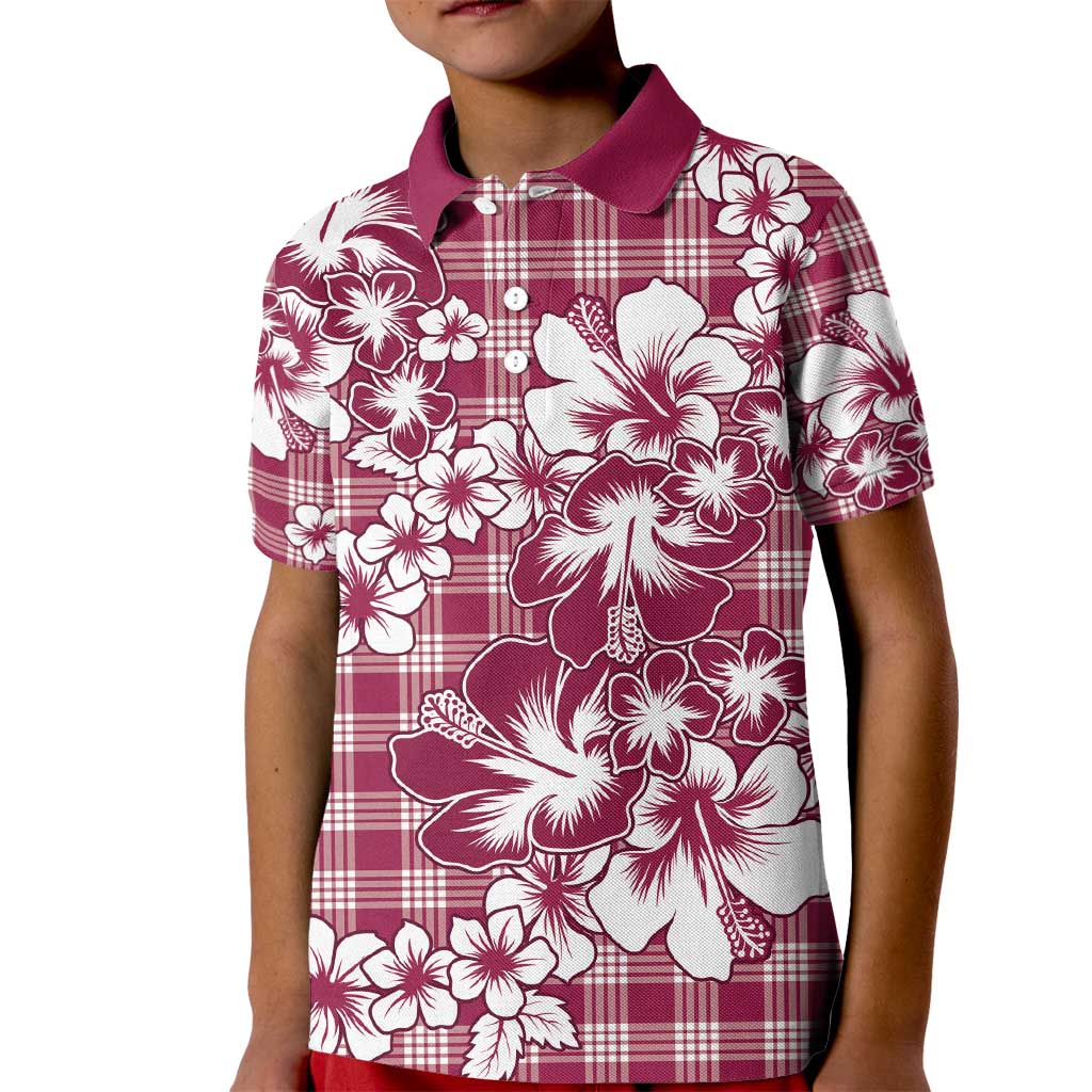 Hibiscus Pakala Royal Magenta Kid Polo Shirt Tropical Floral Stylized - Polynesian Pride