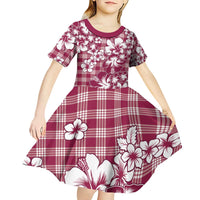 Hibiscus Pakala Royal Magenta Kid Short Sleeve Dress Tropical Floral Stylized - Polynesian Pride