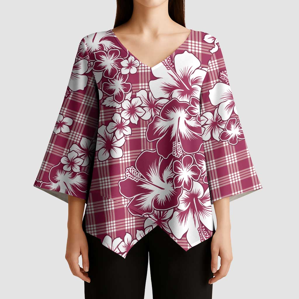 Hibiscus Pakala Royal Magenta Kimono Sleeve Blouse Tropical Floral Stylized - Polynesian Pride