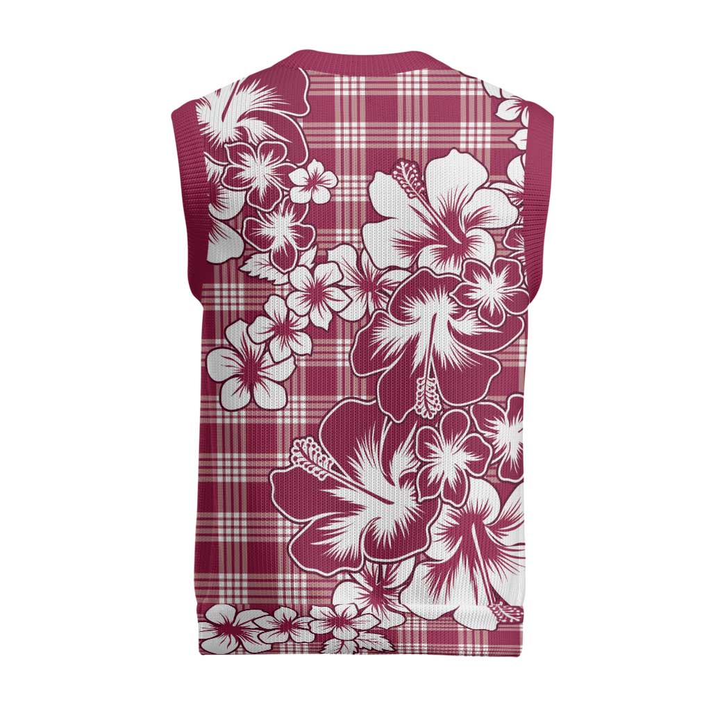 Hibiscus Pakala Royal Magenta Christmas Knitted V-Neck Vest Tropical Floral Stylized LT01 - Polynesian Pride