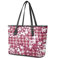 Hibiscus Pakala Royal Magenta Leather Tote Bag Tropical Floral Stylized - Polynesian Pride