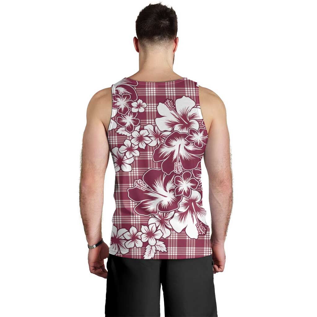 Hibiscus Pakala Royal Magenta Men Tank Top Tropical Floral Stylized - Polynesian Pride