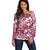 Hibiscus Pakala Royal Magenta Off Shoulder Sweater Tropical Floral Stylized - Polynesian Pride