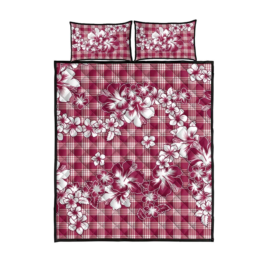 Hibiscus Pakala Royal Magenta Quilt Bed Set Tropical Floral Stylized - Polynesian Pride