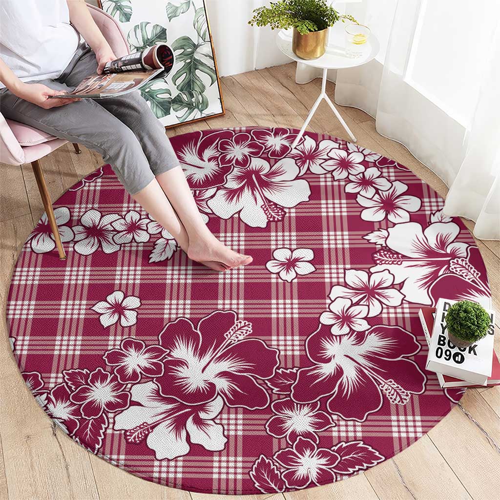 Hibiscus Pakala Royal Magenta Round Carpet Tropical Floral Stylized - Polynesian Pride