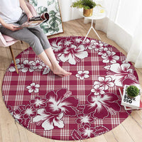 Hibiscus Pakala Royal Magenta Round Carpet Tropical Floral Stylized - Polynesian Pride