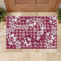 Hibiscus Pakala Royal Magenta Rubber Doormat Tropical Floral Stylized - Polynesian Pride