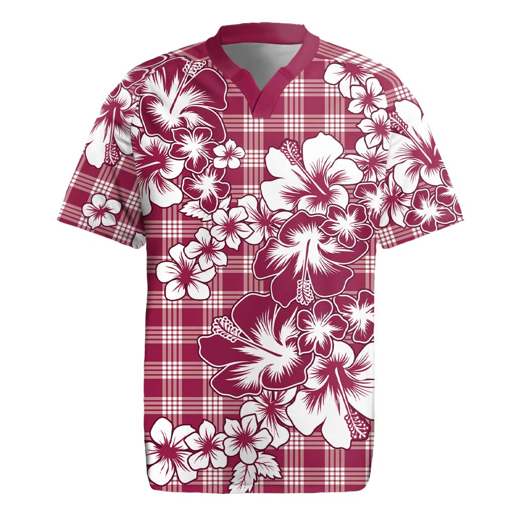 Hibiscus Pakala Royal Magenta Rugby Jersey Tropical Floral Stylized - Polynesian Pride