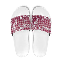 Hibiscus Pakala Royal Magenta Slide Sandals Tropical Floral Stylized - Polynesian Pride