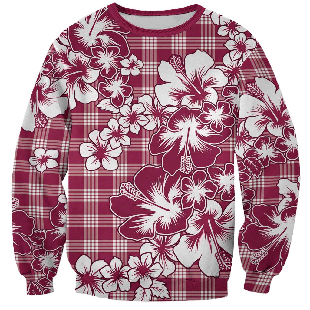 Hibiscus Pakala Royal Magenta Sweatshirt Tropical Floral Stylized - Polynesian Pride