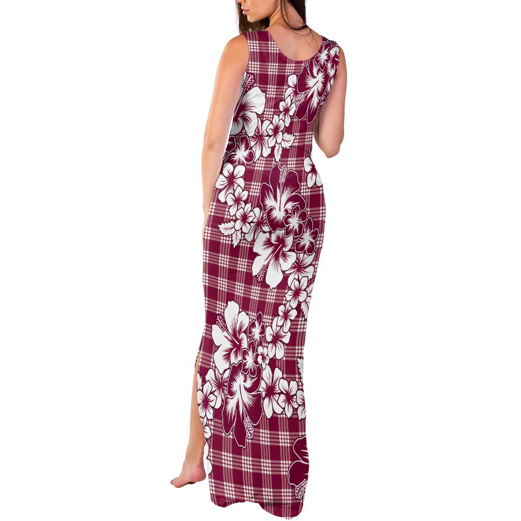 Hibiscus Pakala Royal Magenta Tank Maxi Dress Tropical Floral Stylized - Polynesian Pride