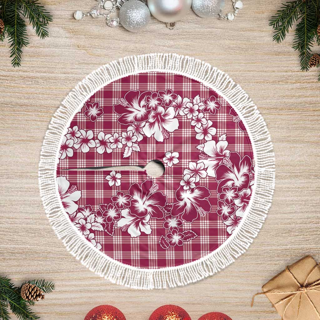 Hibiscus Pakala Royal Magenta Tree Skirt Tropical Floral Stylized LT01 Fringed Magenta - Polynesian Pride