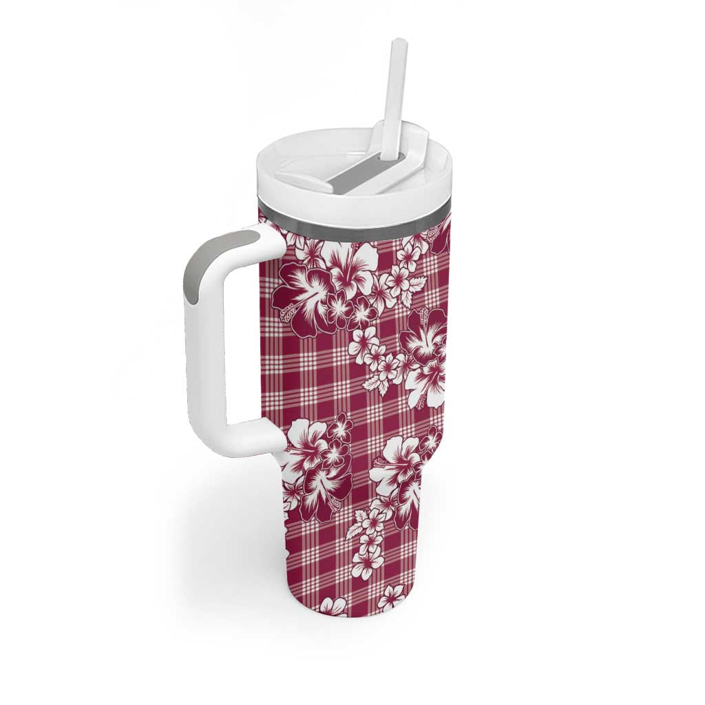 Hibiscus Pakala Royal Magenta Tumbler With Handle Tropical Floral Stylized - Polynesian Pride