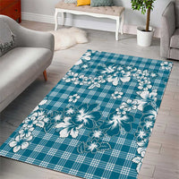 Hibiscus Pakala Ocean Depths Blue Area Rug Tropical Floral Stylized - Polynesian Pride