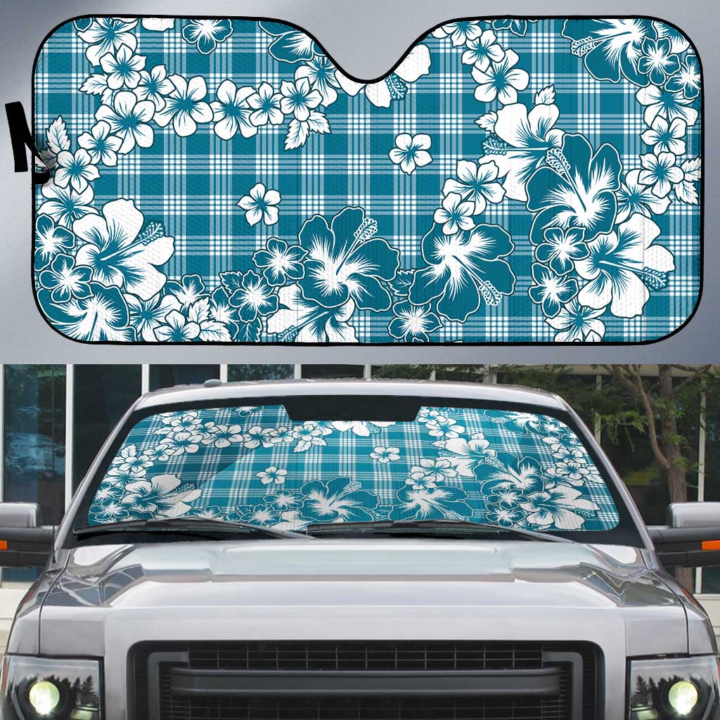 Hibiscus Pakala Ocean Depths Blue Auto Sun Shade Tropical Floral Stylized - Polynesian Pride