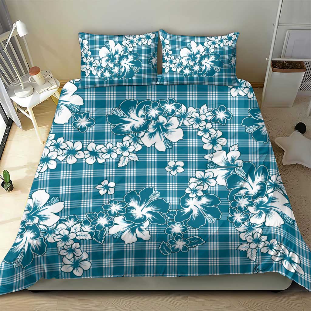 Hibiscus Pakala Ocean Depths Blue Bedding Set Tropical Floral Stylized - Polynesian Pride