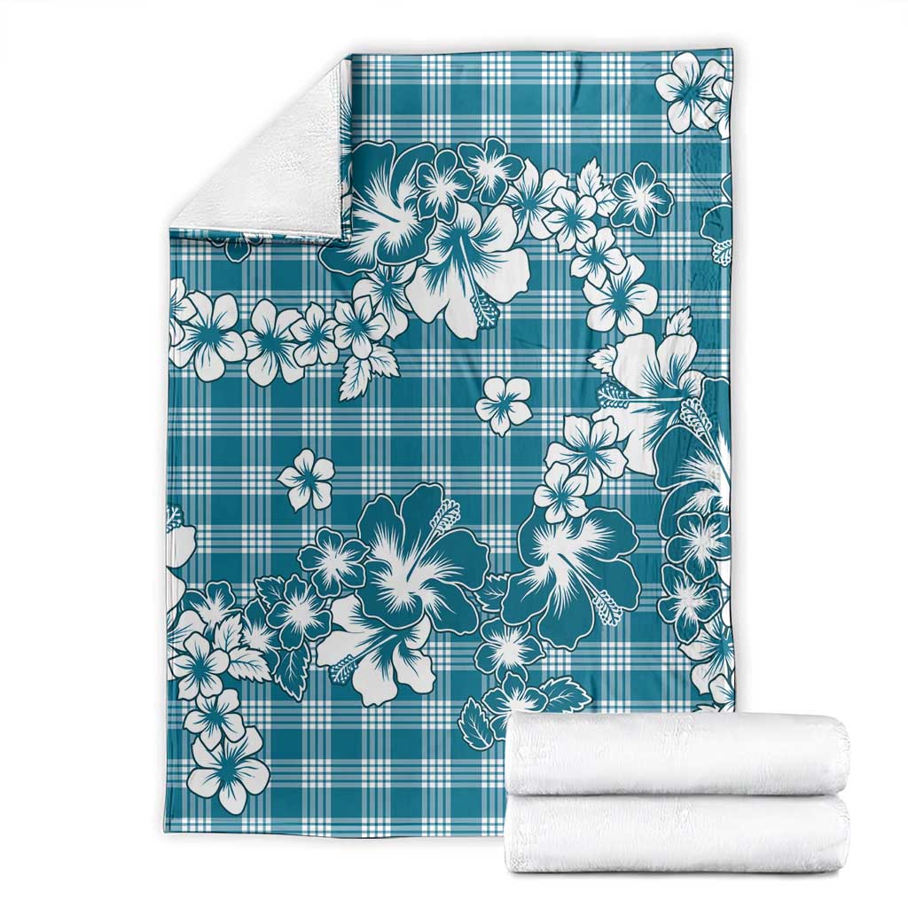 Hibiscus Pakala Ocean Depths Blue Blanket Tropical Floral Stylized - Polynesian Pride