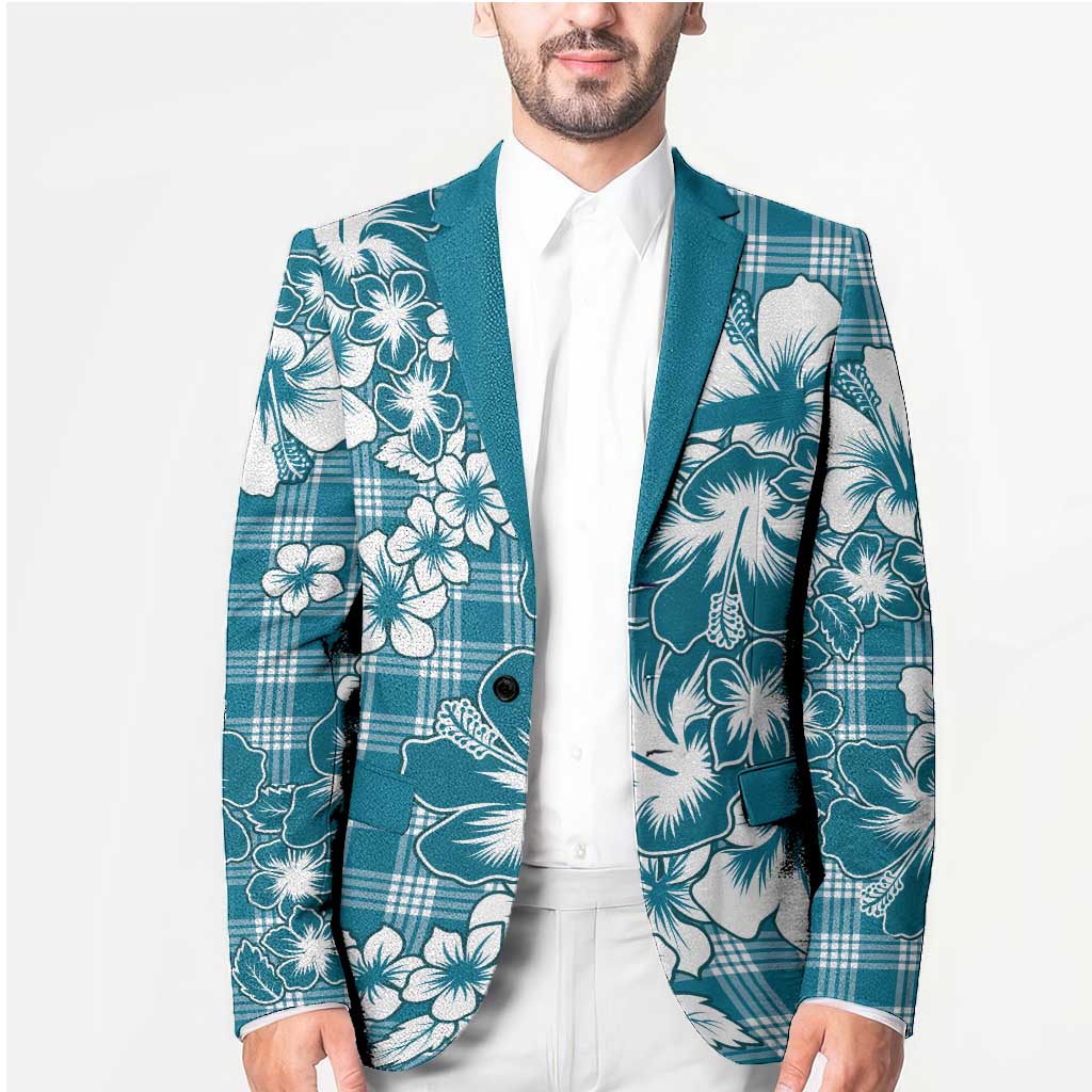 Hibiscus Pakala Ocean Depths Blue Blazer Tropical Floral Stylized - Polynesian Pride
