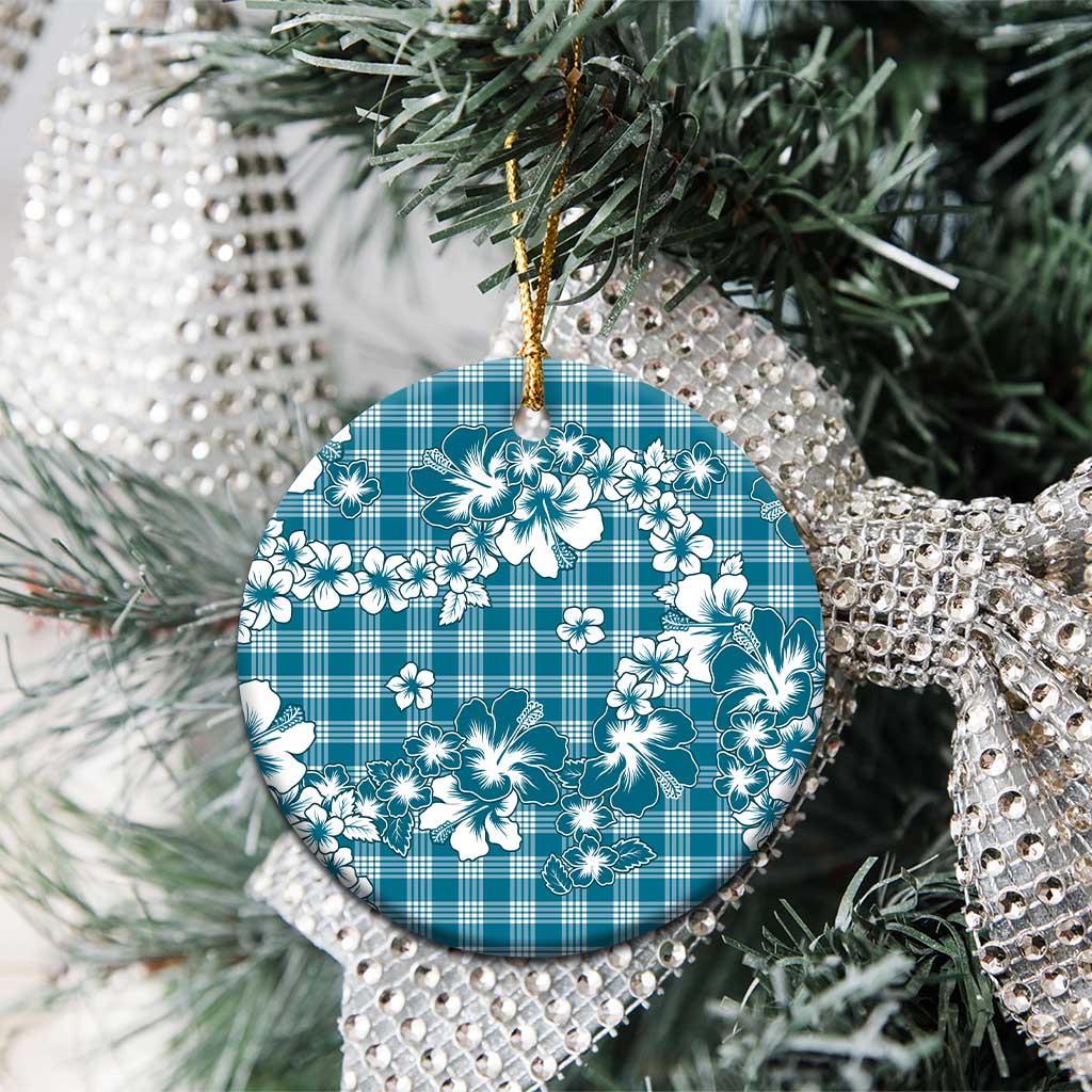 Hibiscus Pakala Ocean Depths Blue Ceramic Ornament Tropical Floral Stylized LT01 - Polynesian Pride