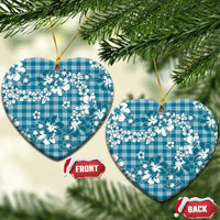 Hibiscus Pakala Ocean Depths Blue Ceramic Ornament Tropical Floral Stylized LT01 Heart Blue - Polynesian Pride