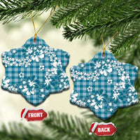 Hibiscus Pakala Ocean Depths Blue Ceramic Ornament Tropical Floral Stylized LT01 Snow Flake Blue - Polynesian Pride
