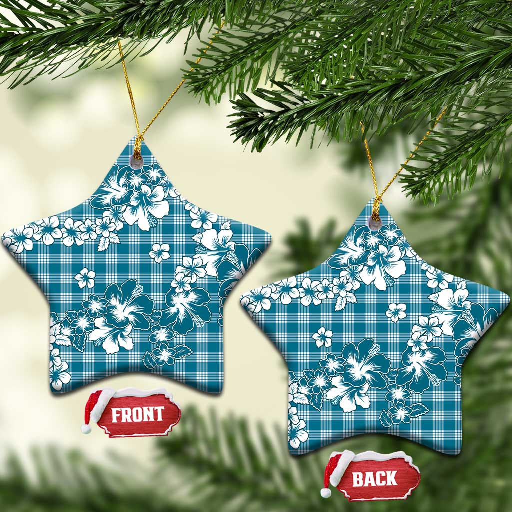 Hibiscus Pakala Ocean Depths Blue Ceramic Ornament Tropical Floral Stylized LT01 Star Blue - Polynesian Pride