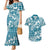 Hibiscus Pakala Ocean Depths Blue Couples Matching Mermaid Dress and Hawaiian Shirt Tropical Floral Stylized - Polynesian Pride