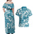 Hibiscus Pakala Ocean Depths Blue Couples Matching Off Shoulder Maxi Dress and Hawaiian Shirt Tropical Floral Stylized - Polynesian Pride