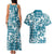 Hibiscus Pakala Ocean Depths Blue Couples Matching Tank Maxi Dress and Hawaiian Shirt Tropical Floral Stylized - Polynesian Pride