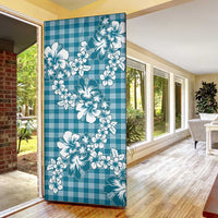 Hibiscus Pakala Ocean Depths Blue Door Cover Tropical Floral Stylized - Polynesian Pride
