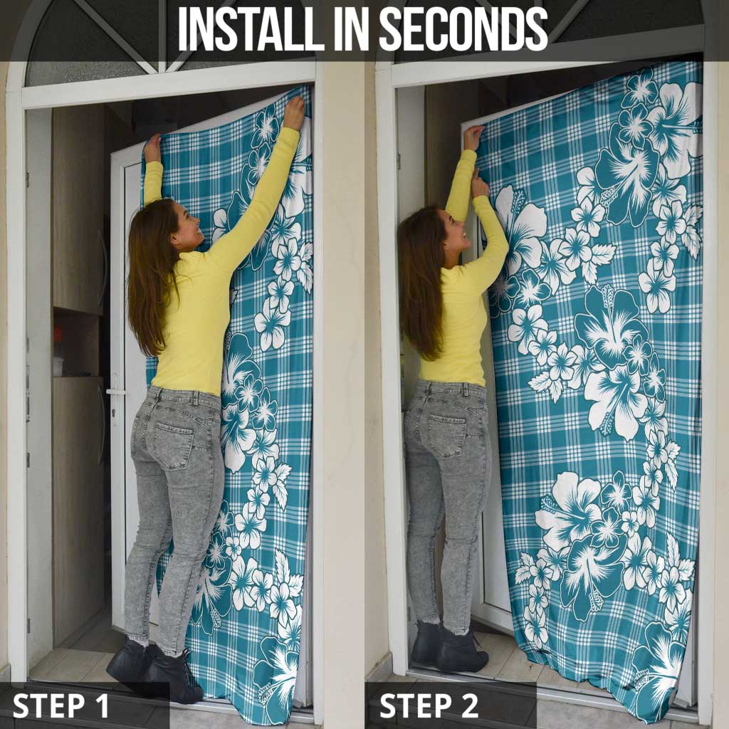 Hibiscus Pakala Ocean Depths Blue Door Cover Tropical Floral Stylized - Polynesian Pride