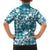 Hibiscus Pakala Ocean Depths Blue Family Matching Long Sleeve Bodycon Dress and Hawaiian Shirt Tropical Floral Stylized - Polynesian Pride