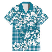 Hibiscus Pakala Ocean Depths Blue Family Matching Mermaid Dress and Hawaiian Shirt Tropical Floral Stylized - Polynesian Pride
