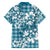 Hibiscus Pakala Ocean Depths Blue Family Matching Off The Shoulder Long Sleeve Dress and Hawaiian Shirt Tropical Floral Stylized - Polynesian Pride