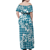 Hibiscus Pakala Ocean Depths Blue Family Matching Off Shoulder Maxi Dress and Hawaiian Shirt Tropical Floral Stylized - Polynesian Pride