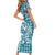 Hibiscus Pakala Ocean Depths Blue Family Matching Short Sleeve Bodycon Dress and Hawaiian Shirt Tropical Floral Stylized - Polynesian Pride