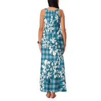 Hibiscus Pakala Ocean Depths Blue Family Matching Tank Maxi Dress and Hawaiian Shirt Tropical Floral Stylized - Polynesian Pride