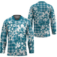 Hibiscus Pakala Ocean Depths Blue Hockey Jersey Tropical Floral Stylized - Polynesian Pride