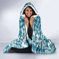 Hibiscus Pakala Ocean Depths Blue Hooded Blanket Tropical Floral Stylized - Polynesian Pride