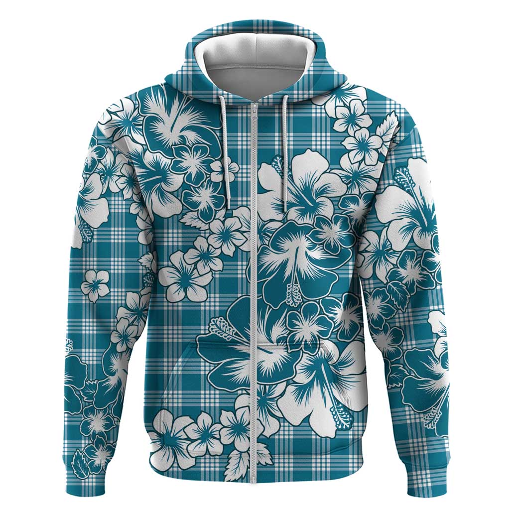 Hibiscus Pakala Ocean Depths Blue Hoodie Tropical Floral Stylized - Polynesian Pride